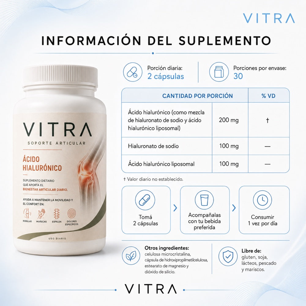 Información del suplemento — 200 mg de ácido hialurónico